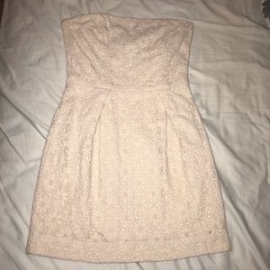 Strapless cream dress